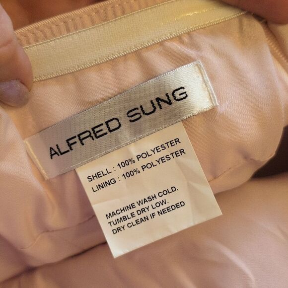 NWT Alfred Sung Strapless Satin Column Maxi Dress With Bow Ballet Pink Gown 16 - Picture 6 of 14